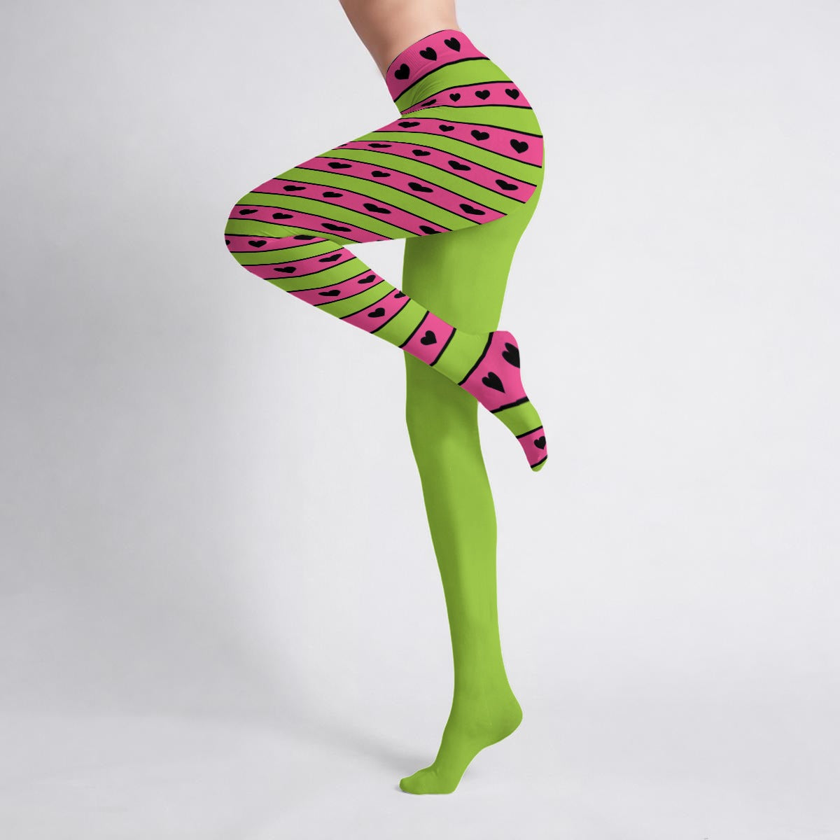 Neon Heart Stripe Women's High-Stretch Tights