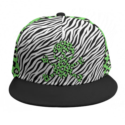 Zebra Riot Flat Brim Snapback Hat | Y2K Emo Scene Cap