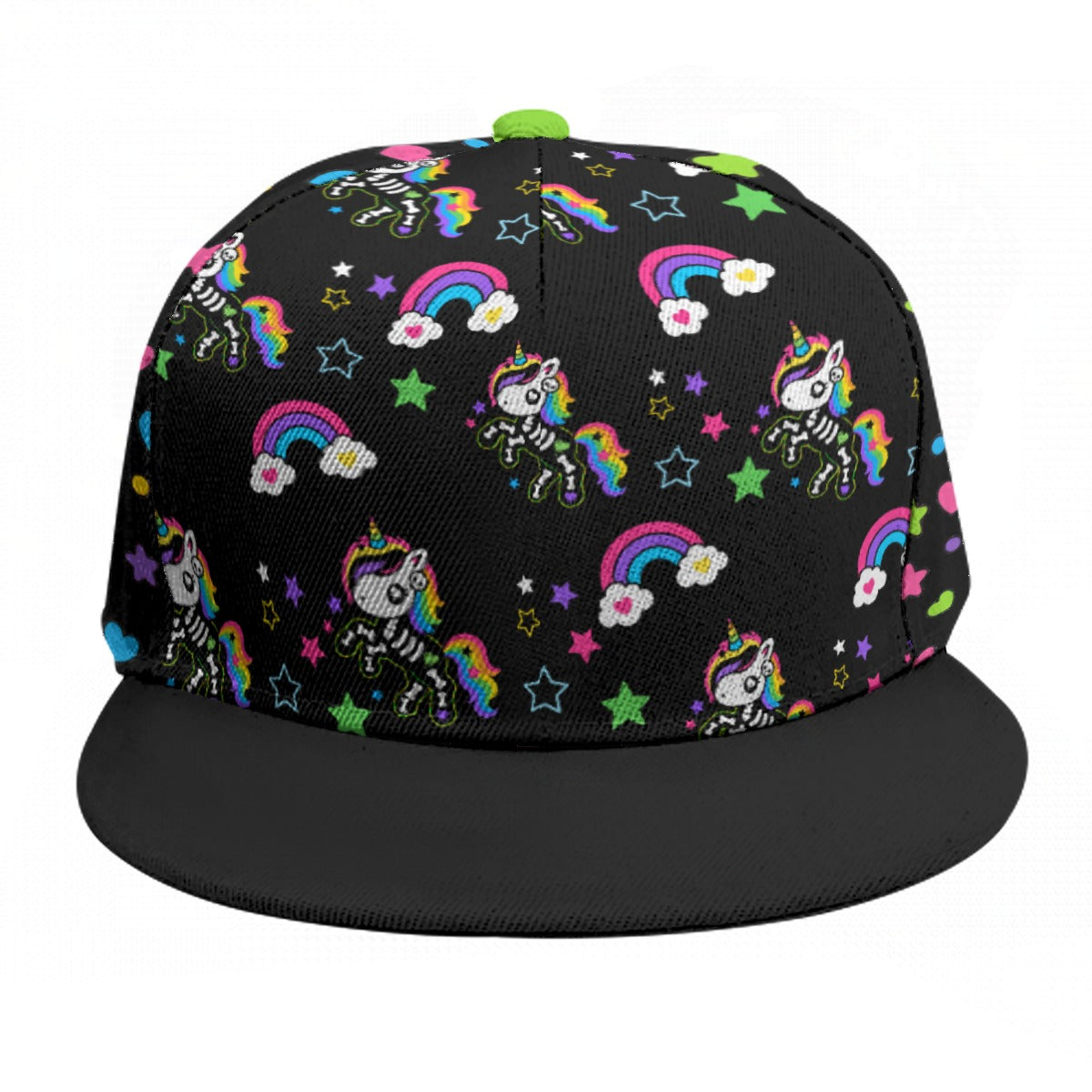 Rainbow Skeleton Unicorn Snapback Hat – Scene Kid Emo Y2K