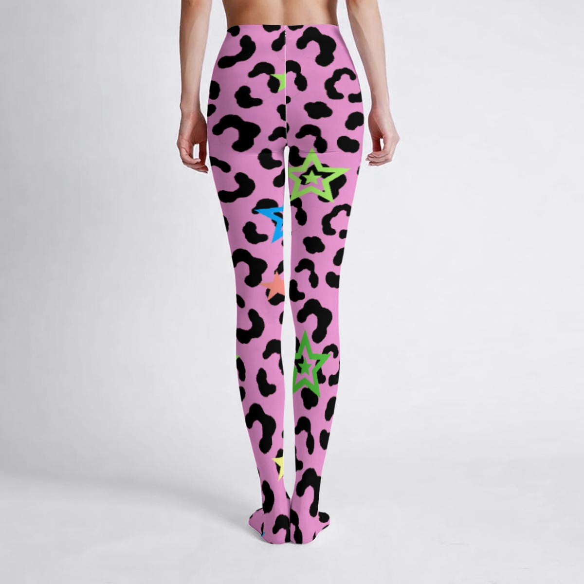 Pink Leopard Scene Star High Stretch Tights | Emo Y2K