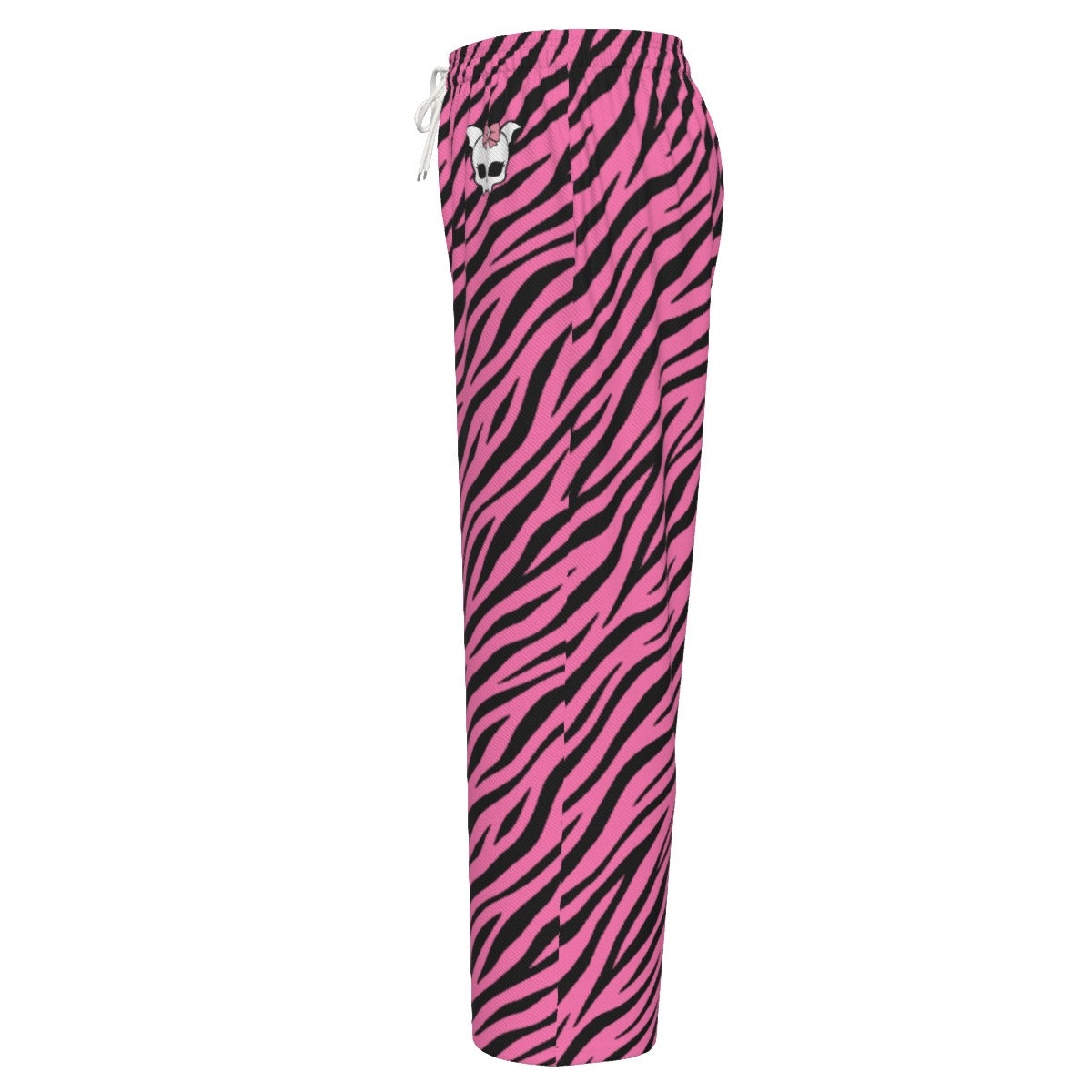 Pink Zebra Skull Cotton Wide-Leg Pants (XS–6XL)