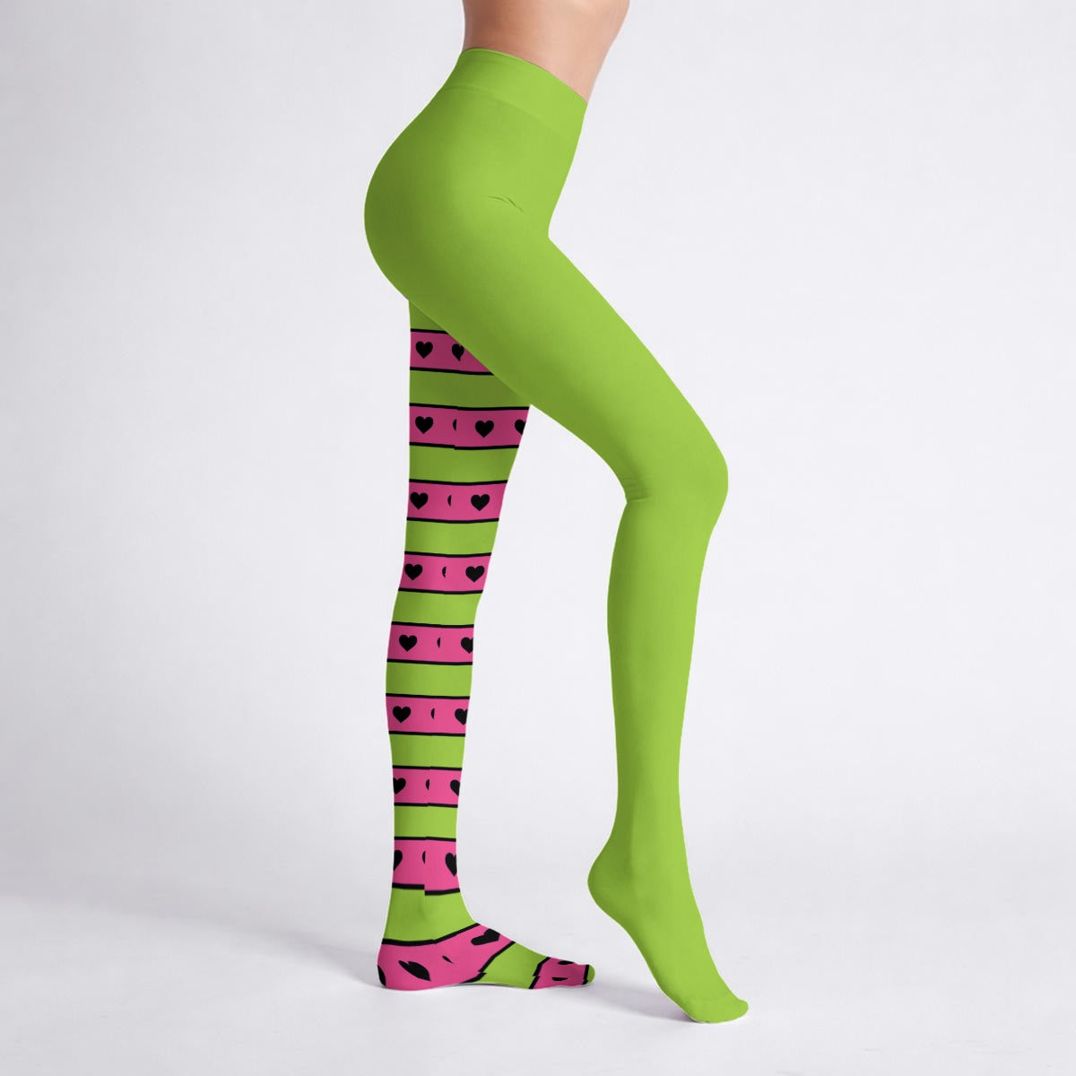 Neon Heart Stripe Women's High-Stretch Tights