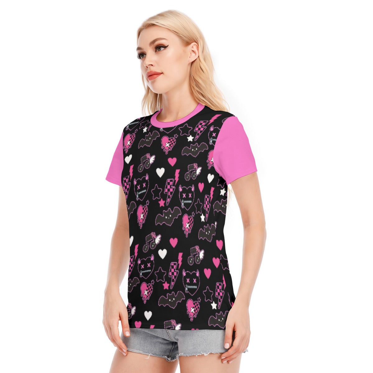 All-Over Print Women's Round Neck T-Shirt | 190GSM Cotton