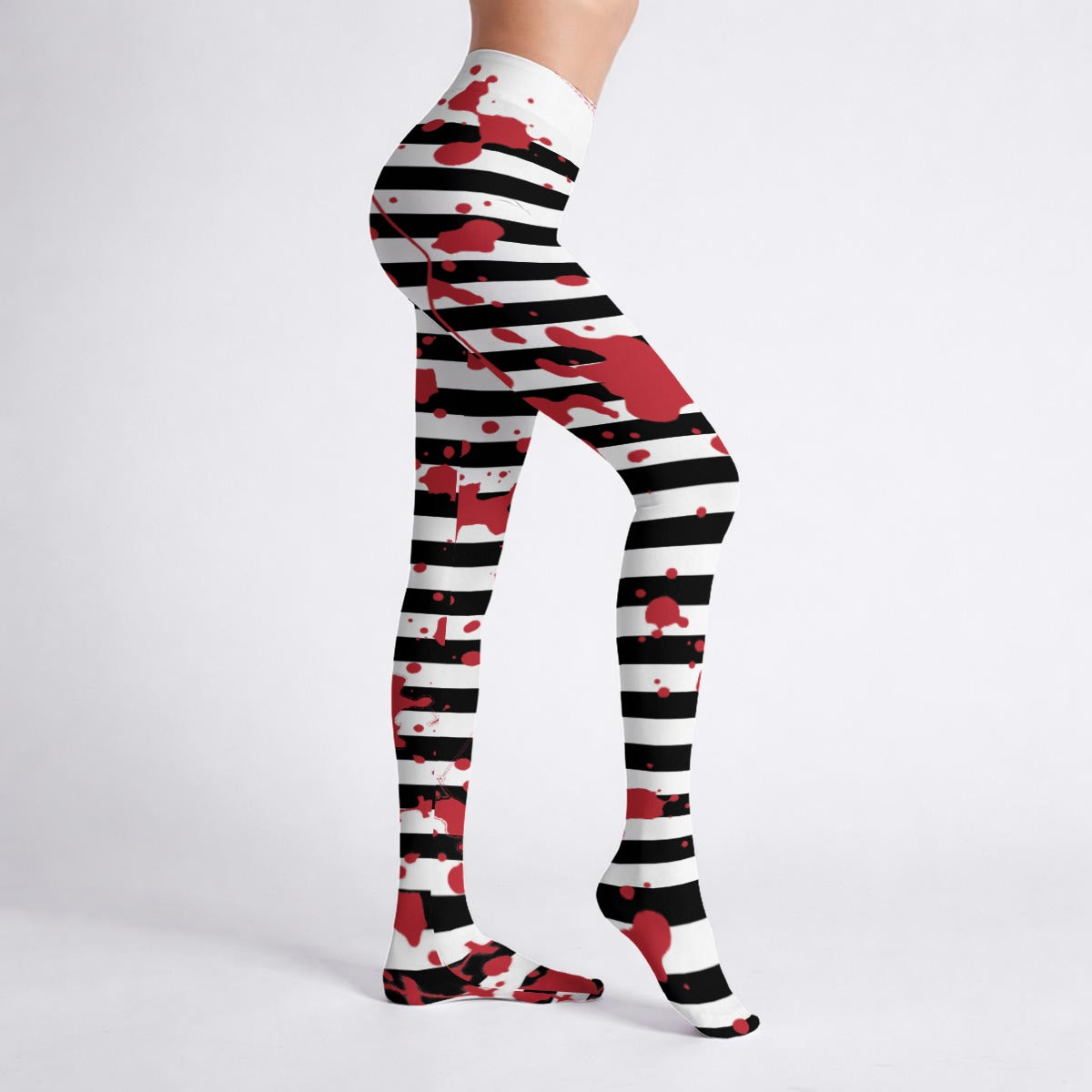 Bloody Stripe High-Stretch Tights – Black & White