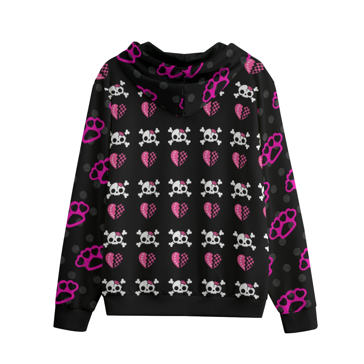 Heart Brass Knuckle Skull All Over Unisex Zip Hoodie – Scene Emo, XS–6XL