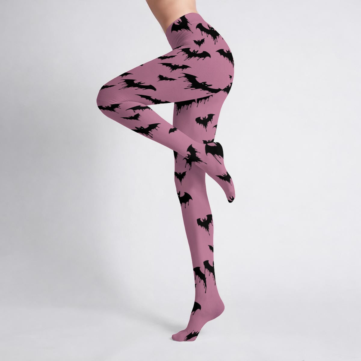 Drippy Bat Tights – Pink & Black Goth High-Stretch Tights