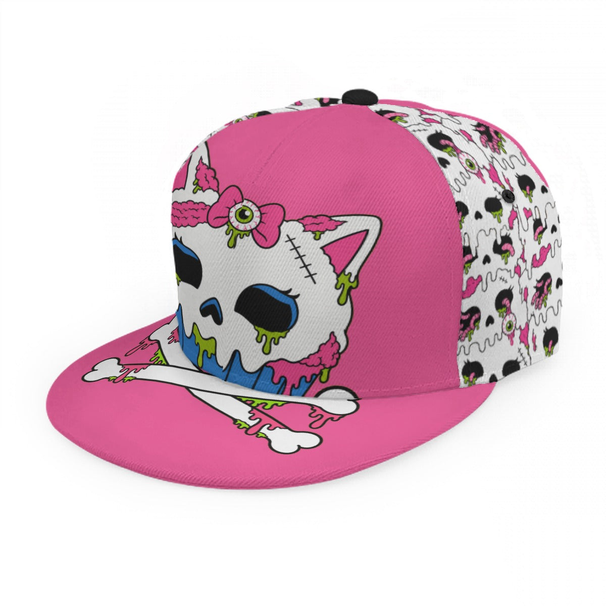Zombie Kitty Cupcake Unisex Flat Brim Snapback Cap