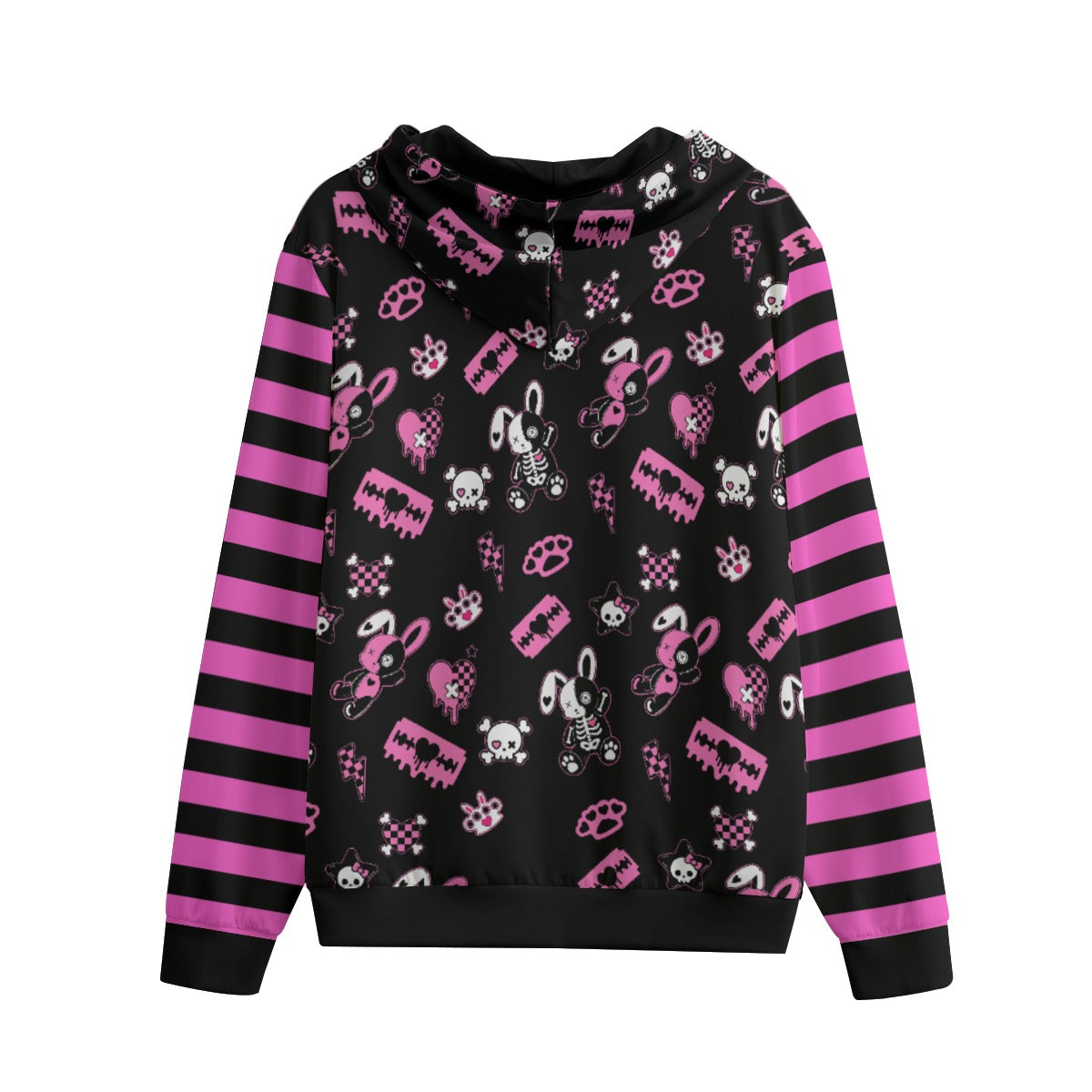 Zombie Skeleton Bunny Scene Cotton Zip Hoodie (XS to 6XL)