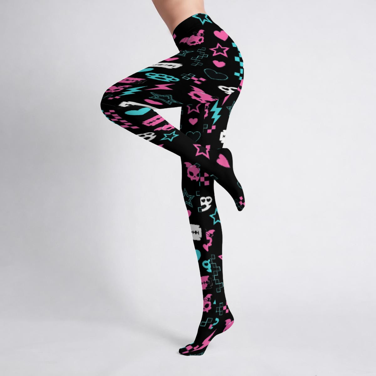 Scene Emo Bat Skull Tights