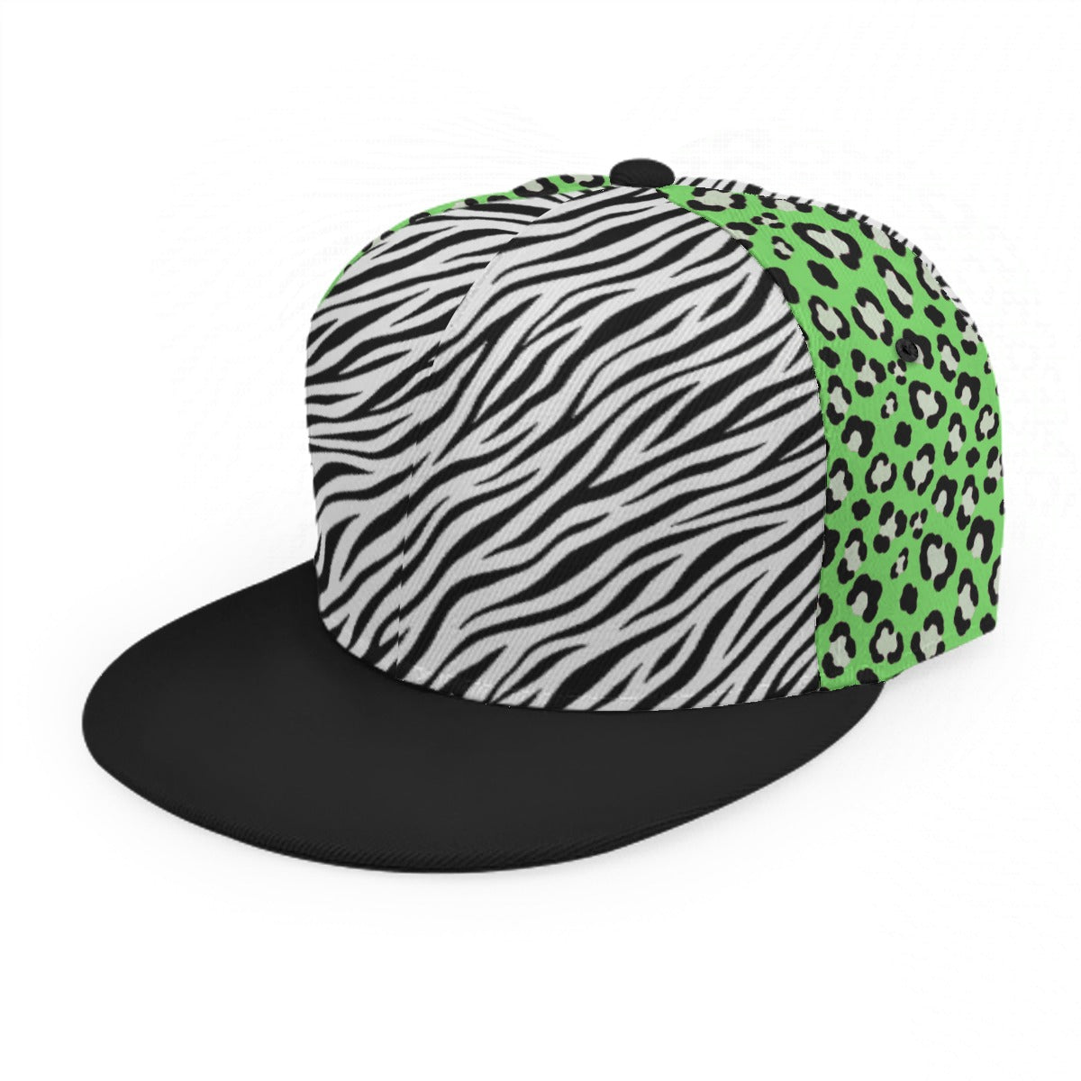 Zebra Riot Flat Brim Snapback Hat | Y2K Emo Scene Cap