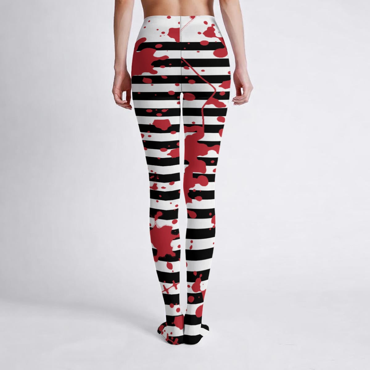 Bloody Stripe High-Stretch Tights – Black & White