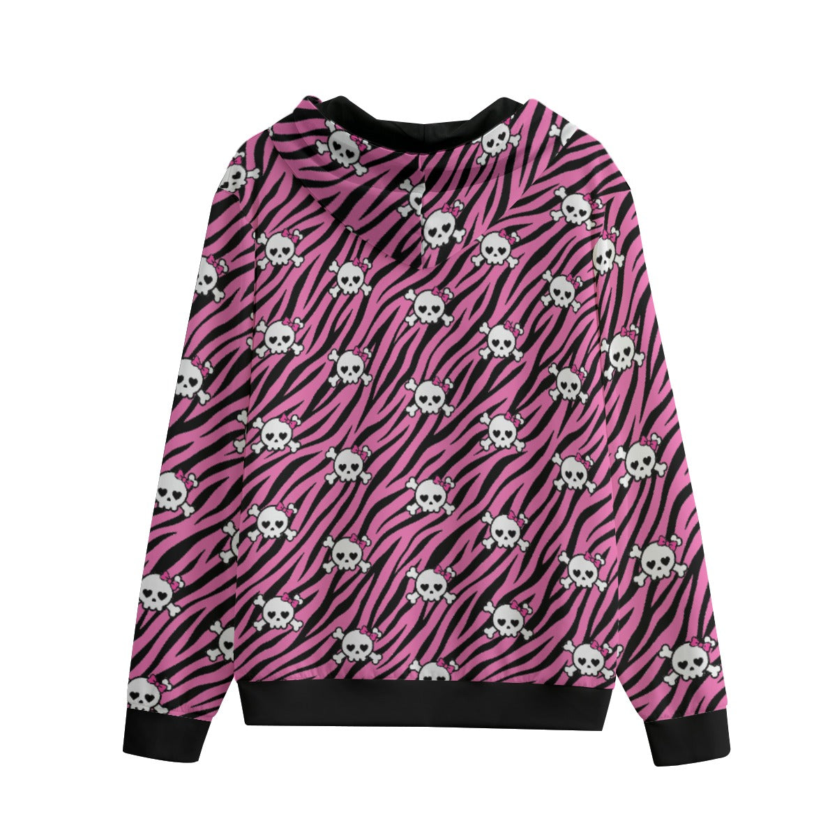 Scene Skull Zebra Cotton Zip Hoodie (XS to 6XL)