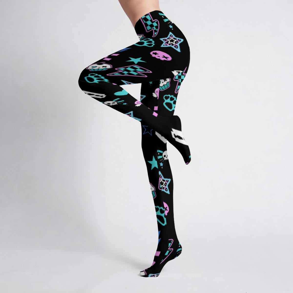 Kawaii Skull Cupcake Scene Tights