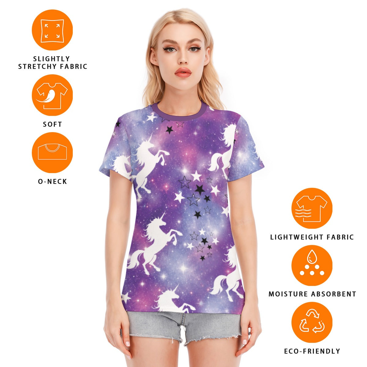 All-Over Print Women's Round Neck T-Shirt | 190GSM Cotton