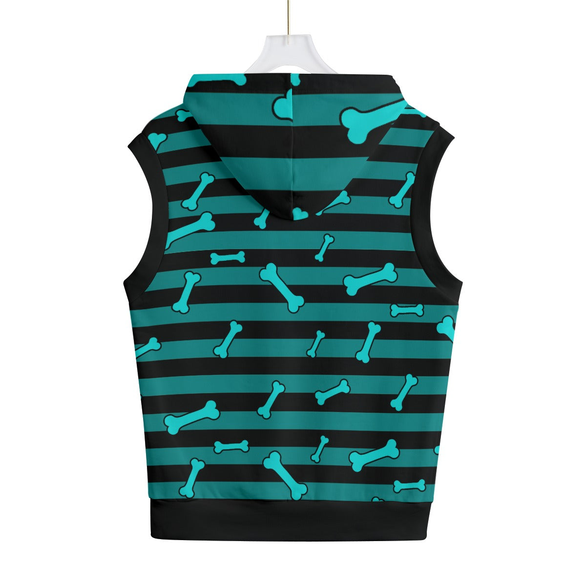 Dead Cute Teal Bone Striped Sleeveless Hoodie
