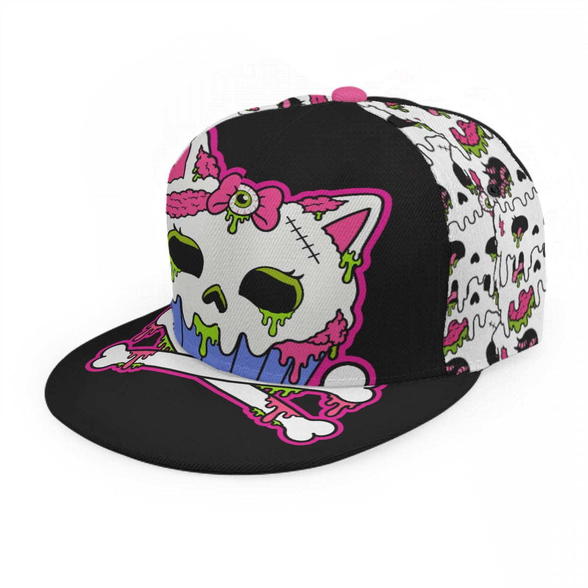 Zombie Kitty Cupcake Blackout Unisex Flat Brim Snapback Cap