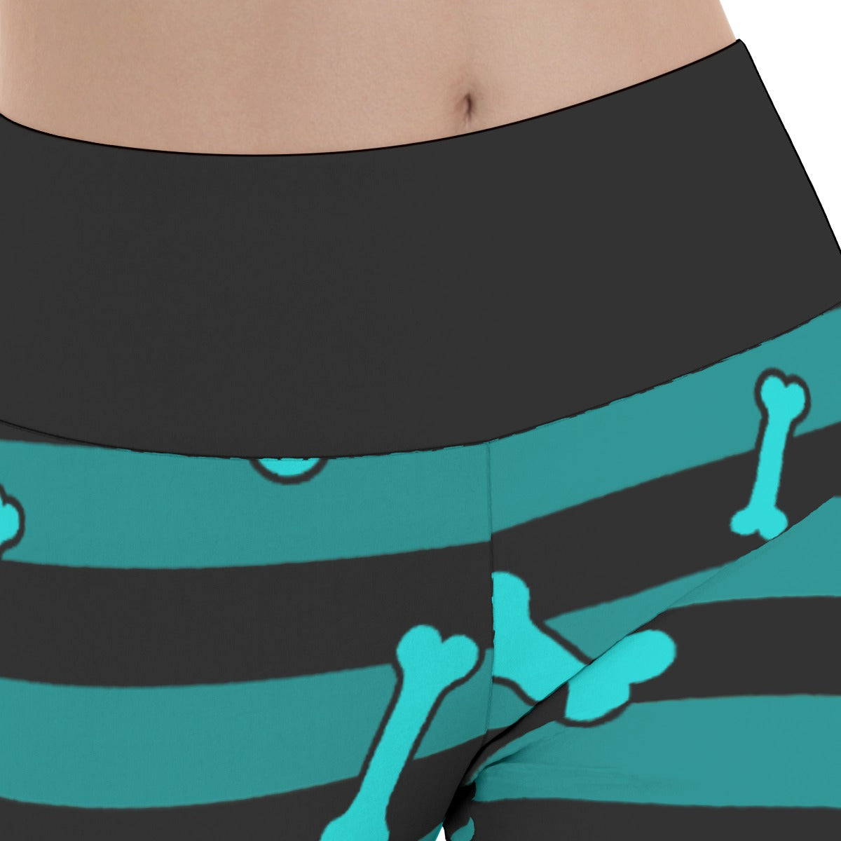 Teal Bone Stripe Flare Yoga Pants – Black Scene Goth