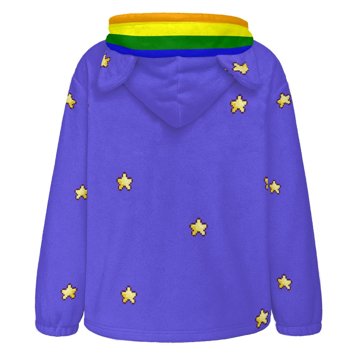 Rainbow Waffle Unicorn Cat Cozy Cat Ear Fleece Hoodie (S–5XL)
