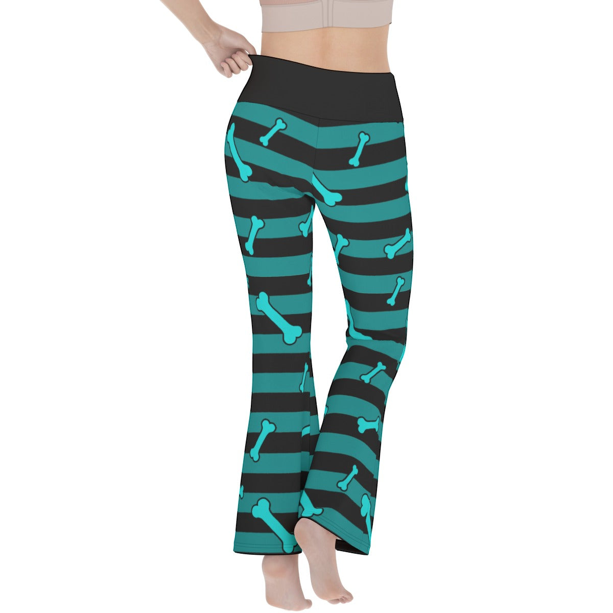 Teal Bone Stripe Flare Yoga Pants – Black Scene Goth