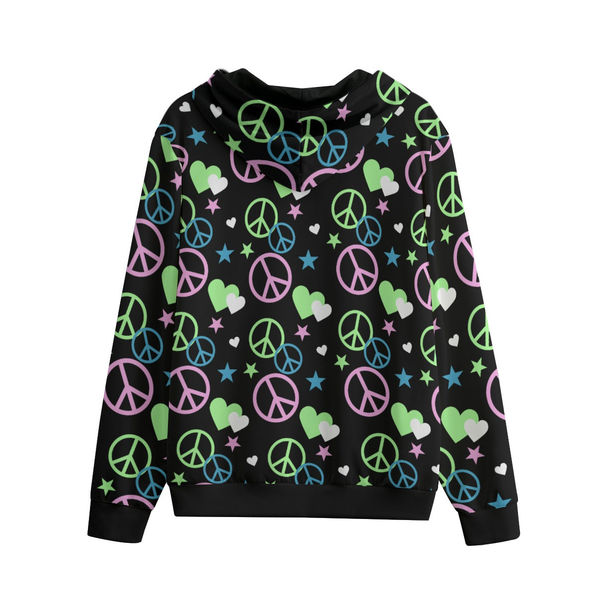 Pastel Peace Sign All-Over Print Unisex Zip Hoodie (XS–6XL)