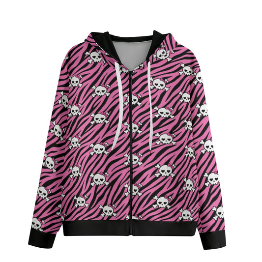 Scene Skull Zebra Cotton Zip Hoodie (XS to 6XL)
