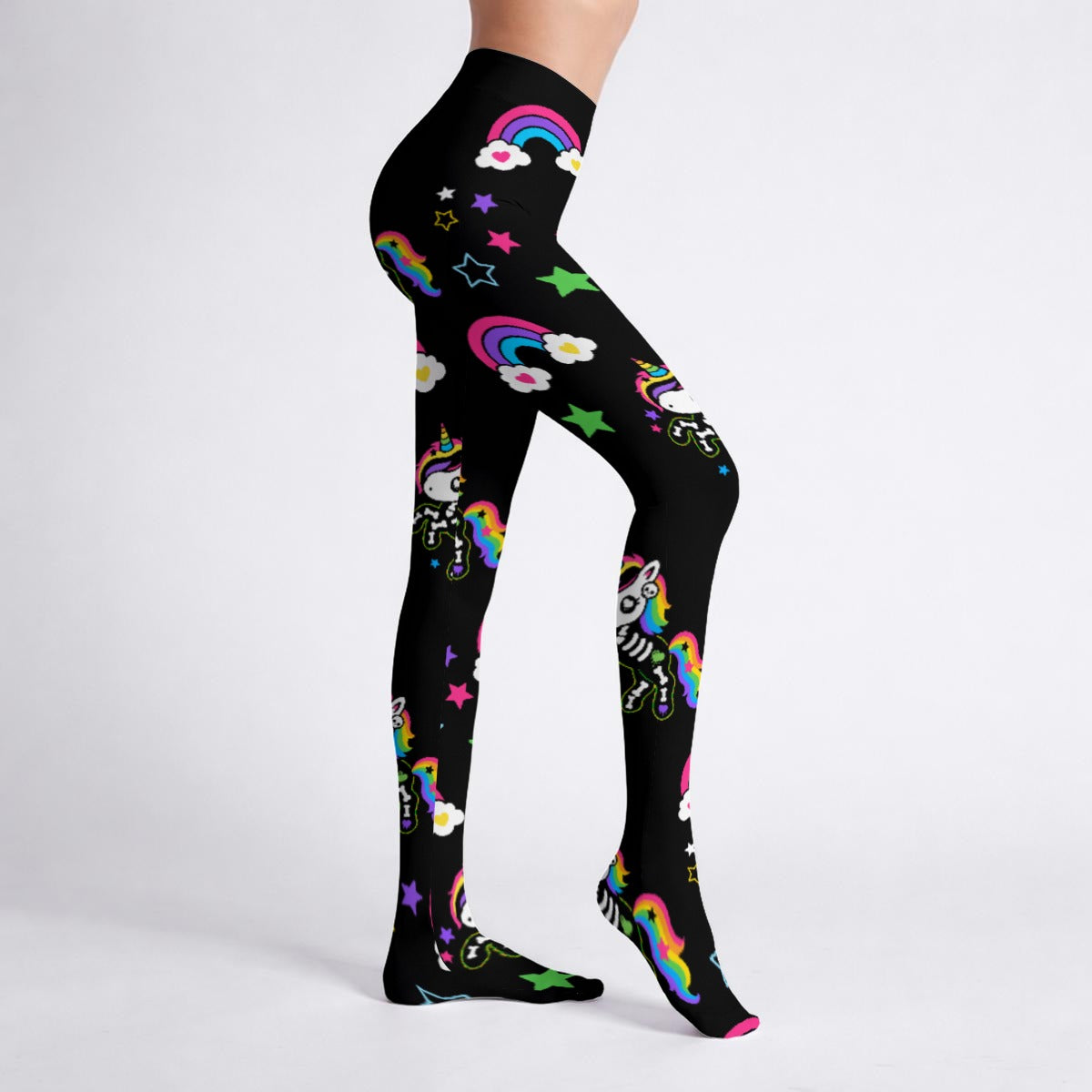Rainbow Skeleton Unicorn Women's High-Stretch Tights – Emo Scene Y2K