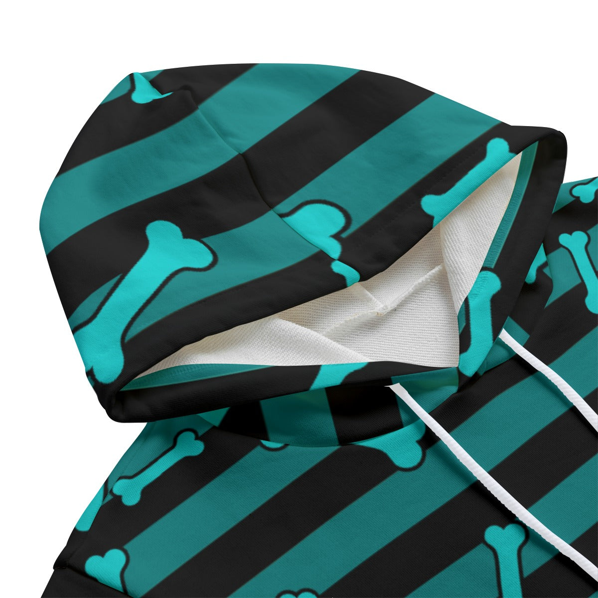 Dead Cute Teal Bone Striped Sleeveless Hoodie