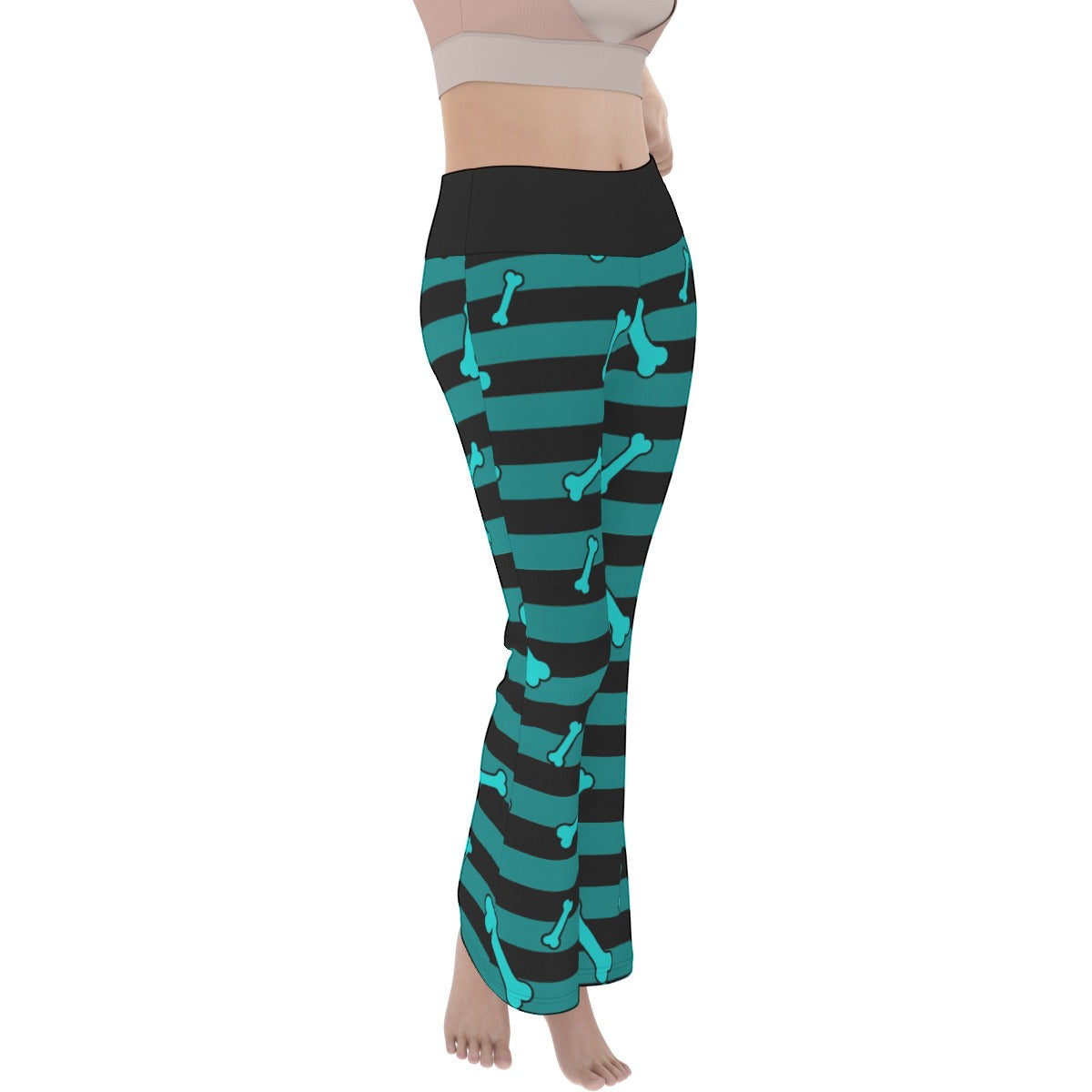 Teal Bone Stripe Flare Yoga Pants – Black Scene Goth