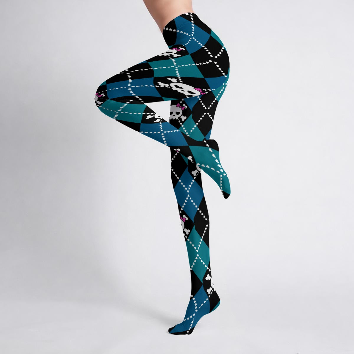 Dead Cute Skull Argyle Tights