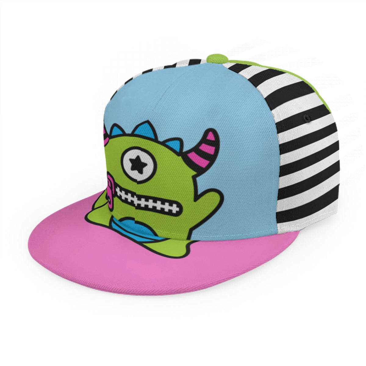 Zombie Monster Flat Brim Snapback Cap | Scene Emo Y2K Hat