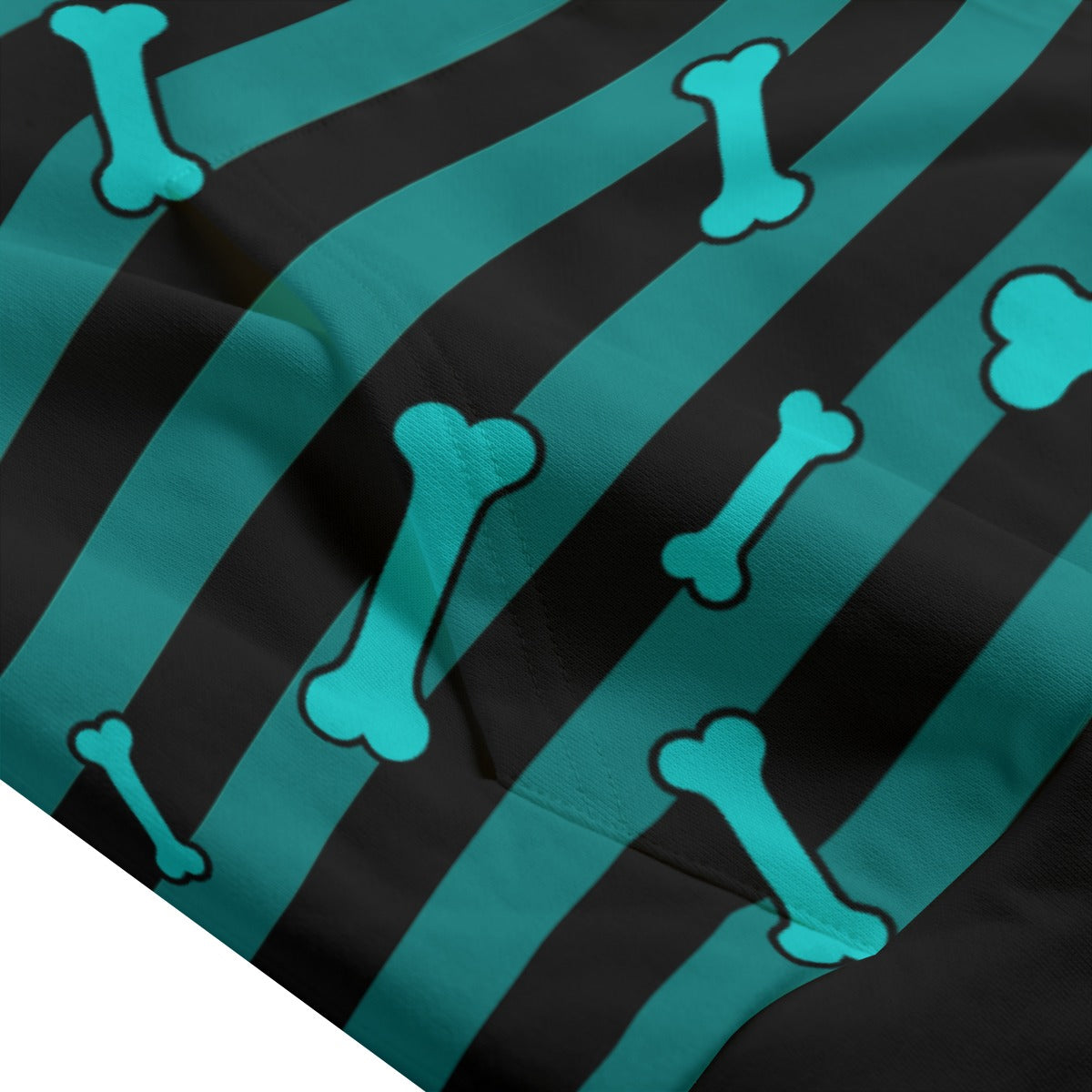 Dead Cute Teal Bone Striped Sleeveless Hoodie