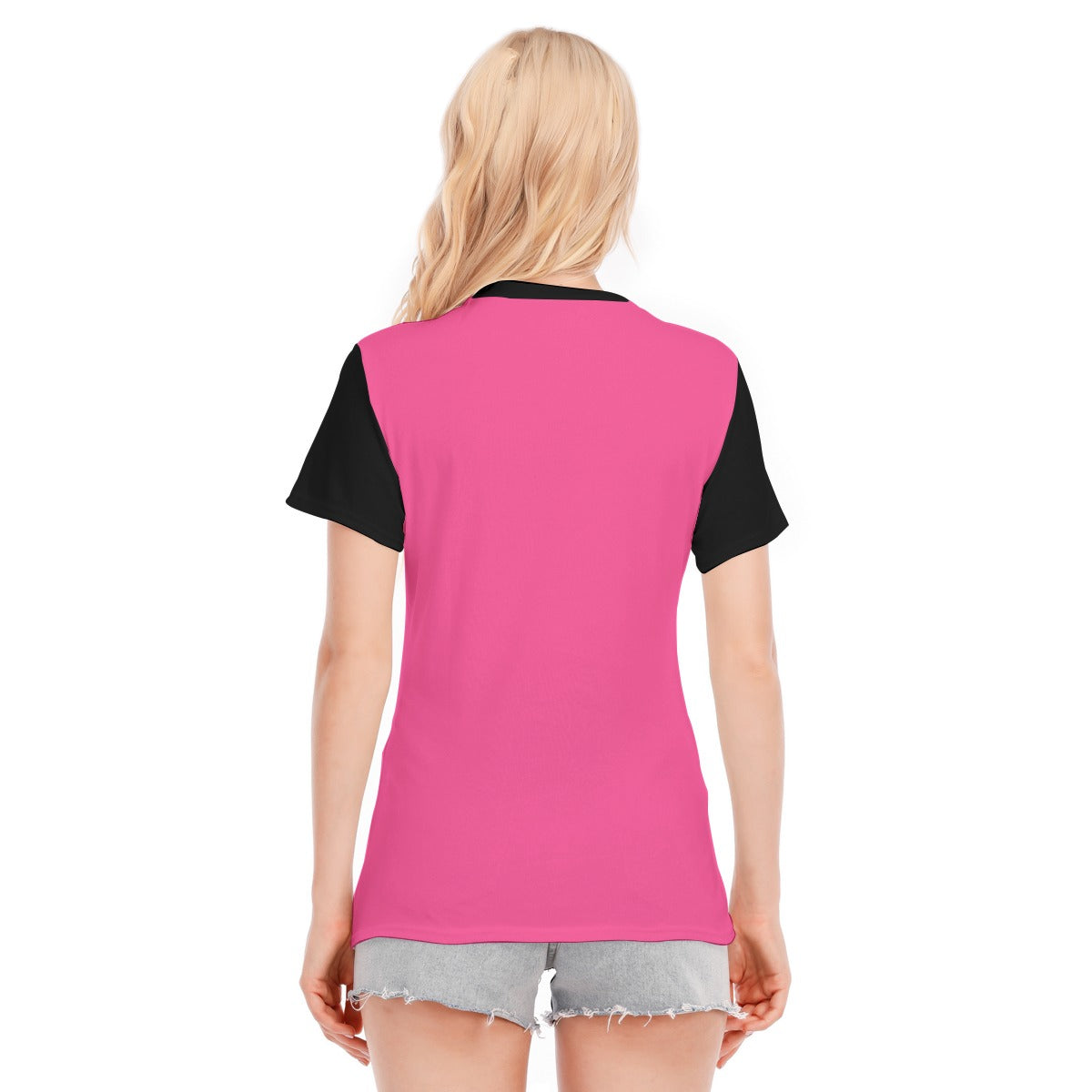 Zombie Cat Skull Women's Cotton T-Shirt PINK BLACK