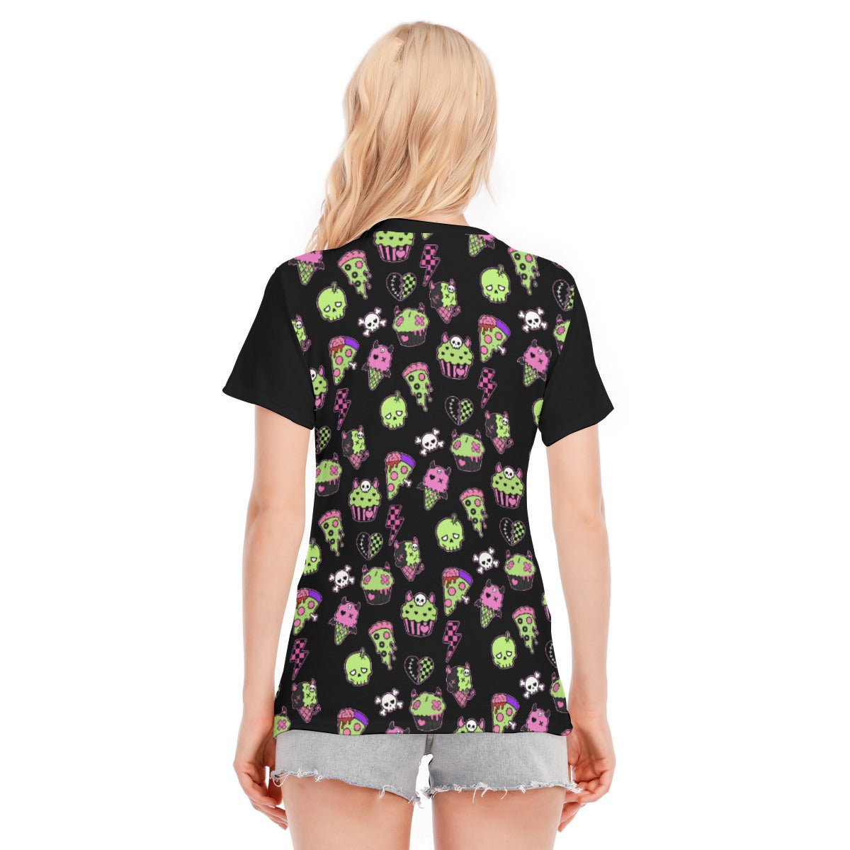 Zombie Food Emo Scene All Over Print Cotton T-Shirt | Alt Goth Y2K Tee