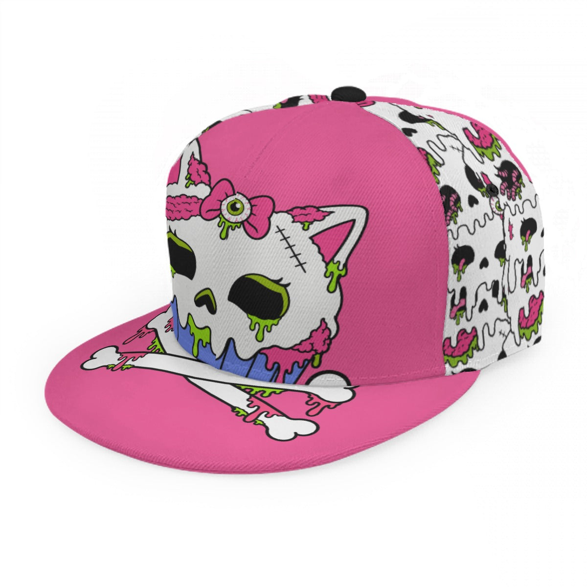 Zombie Kitty Cupcake Unisex Flat Brim Snapback Cap