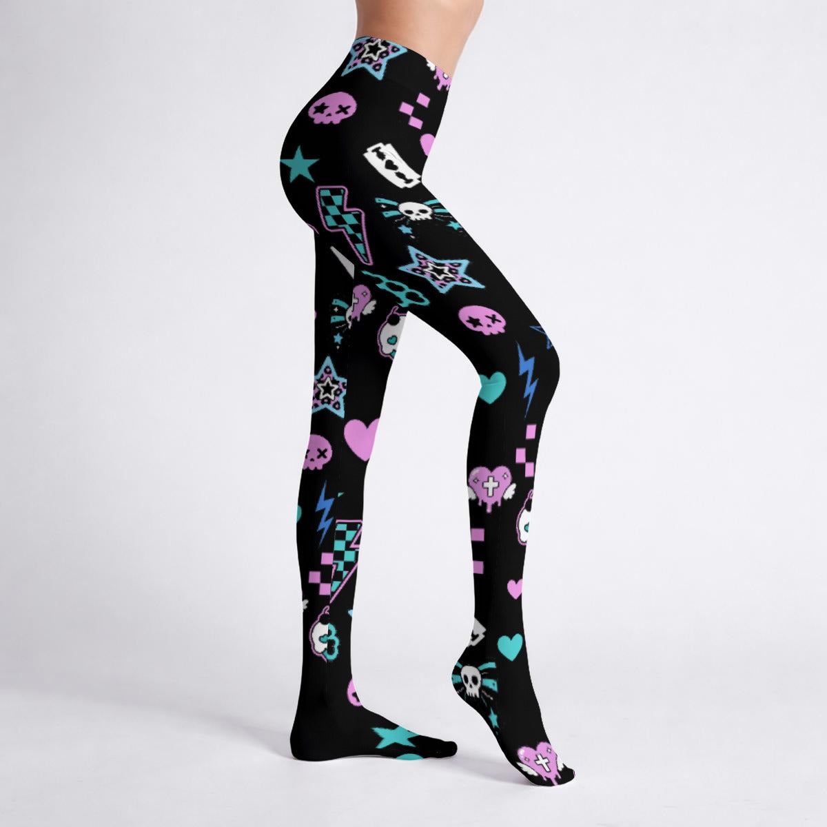 Kawaii Skull Cupcake Scene Tights