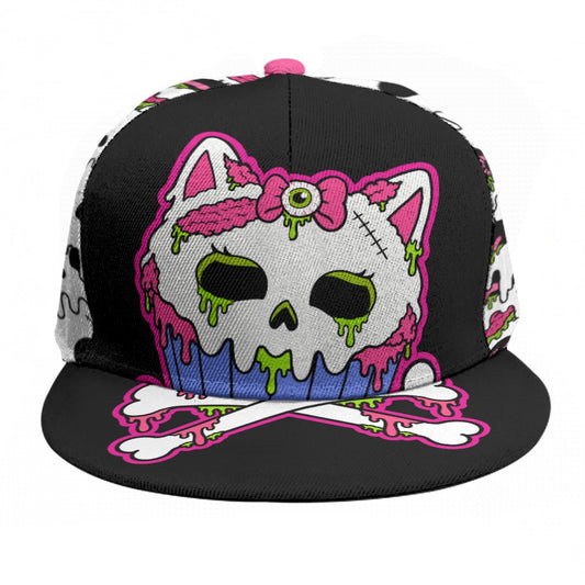 Zombie Kitty Cupcake Blackout Unisex Flat Brim Snapback Cap