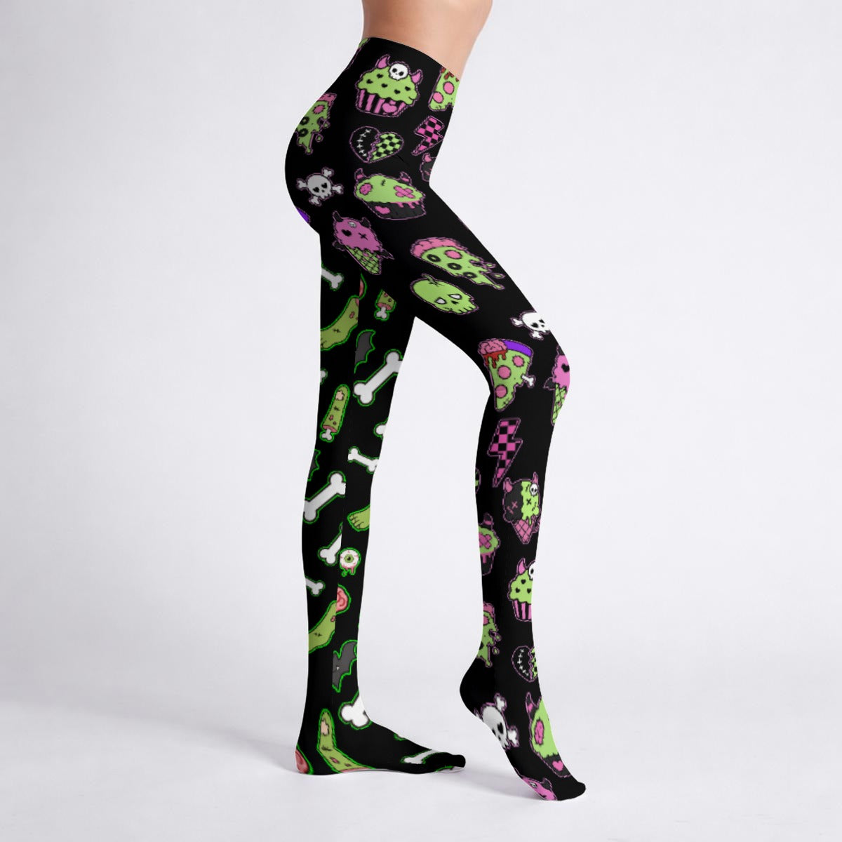 Zombie Food Scene Emo Goth Tights