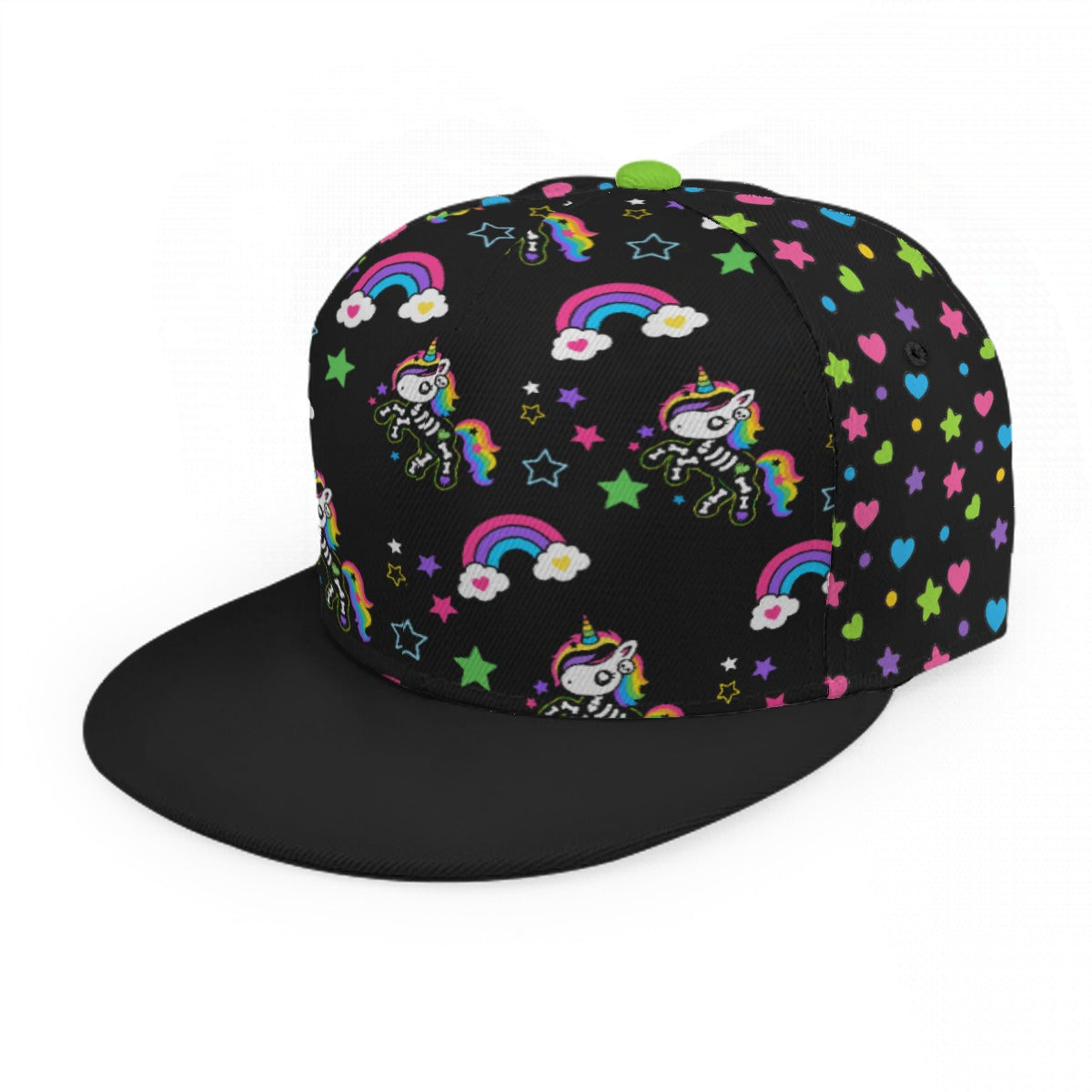 Rainbow Skeleton Unicorn Snapback Hat – Scene Kid Emo Y2K
