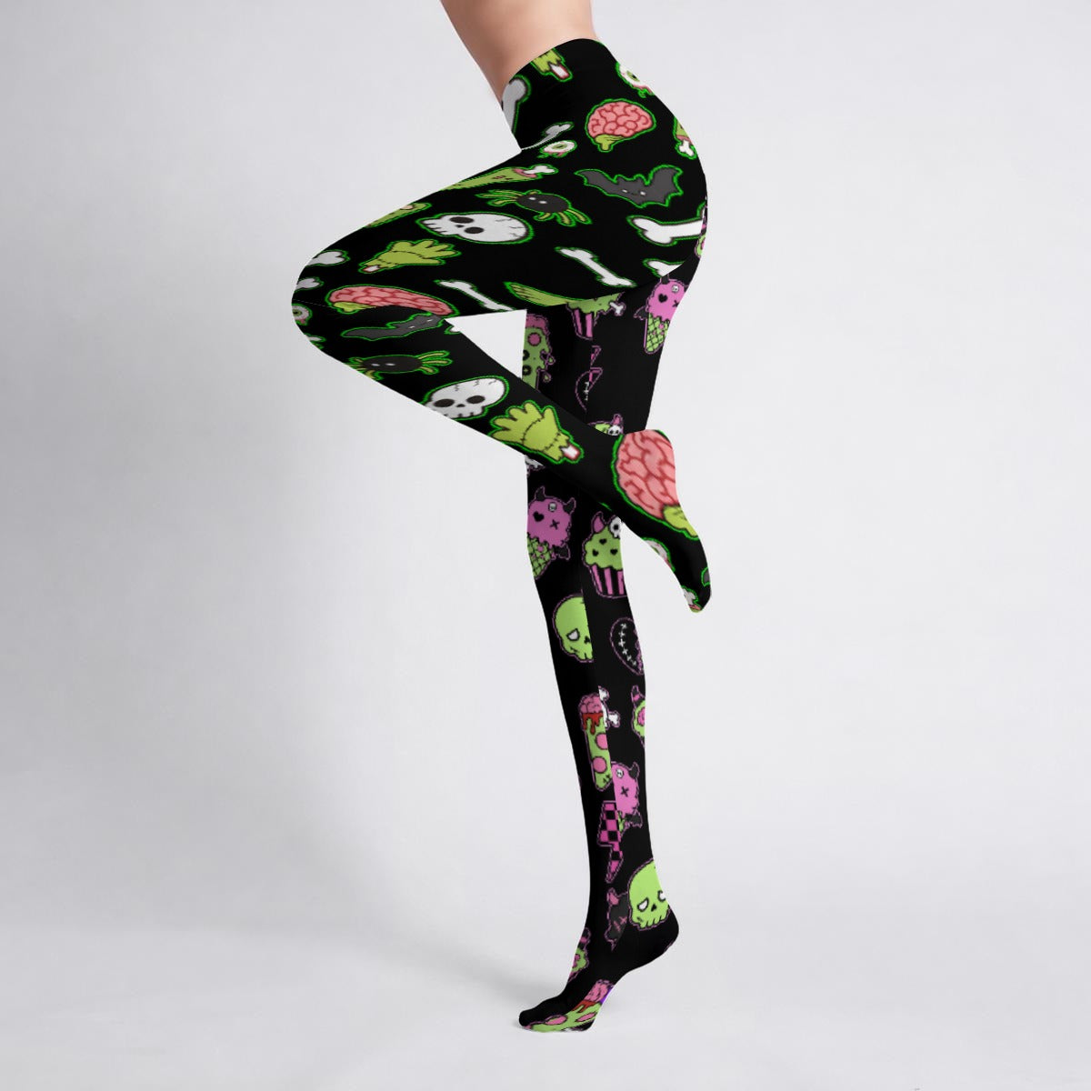 Zombie Food Scene Emo Goth Tights