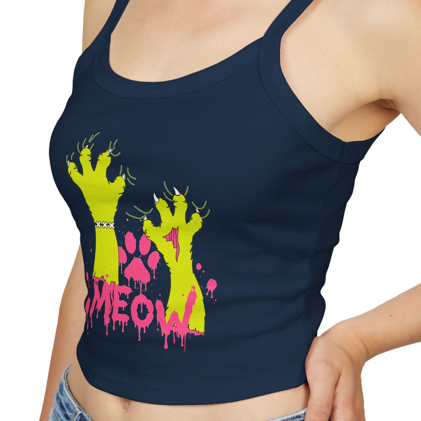 Zombie Cat Claw "MEOW" Women's Crop Tank Top