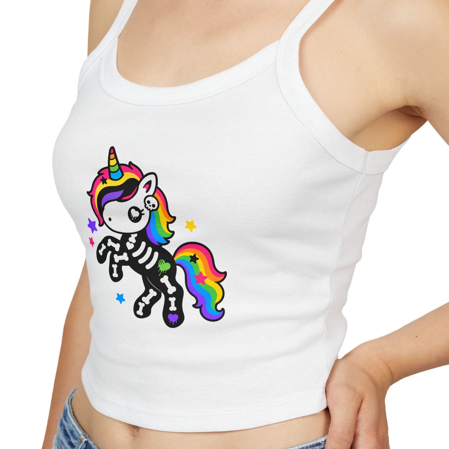 Rainbow Skeleton Unicorn Crop Tank Top – Emo Scene Kid, XS–2XL
