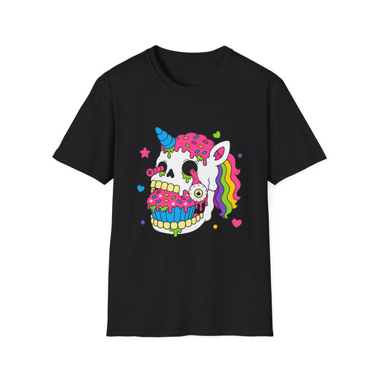 Unicorn Skull Cupcake Tee – Unisex Cotton Graphic T-Shirt