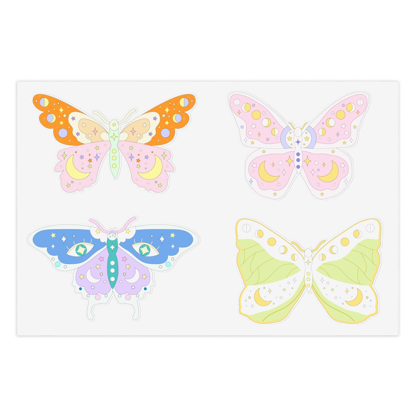 Pastel Kawaii Grunge Butterfly Sticker Sheets