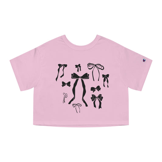 Black Pink Bow Champion Women's Heritage Cropped T-Shirt