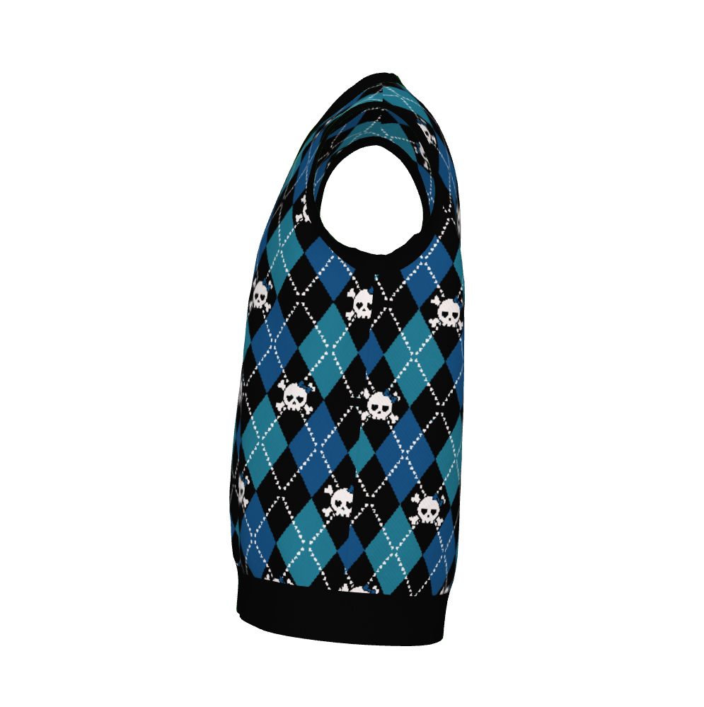 Dead Cute Skull Argyle Knitted Sweater Vest