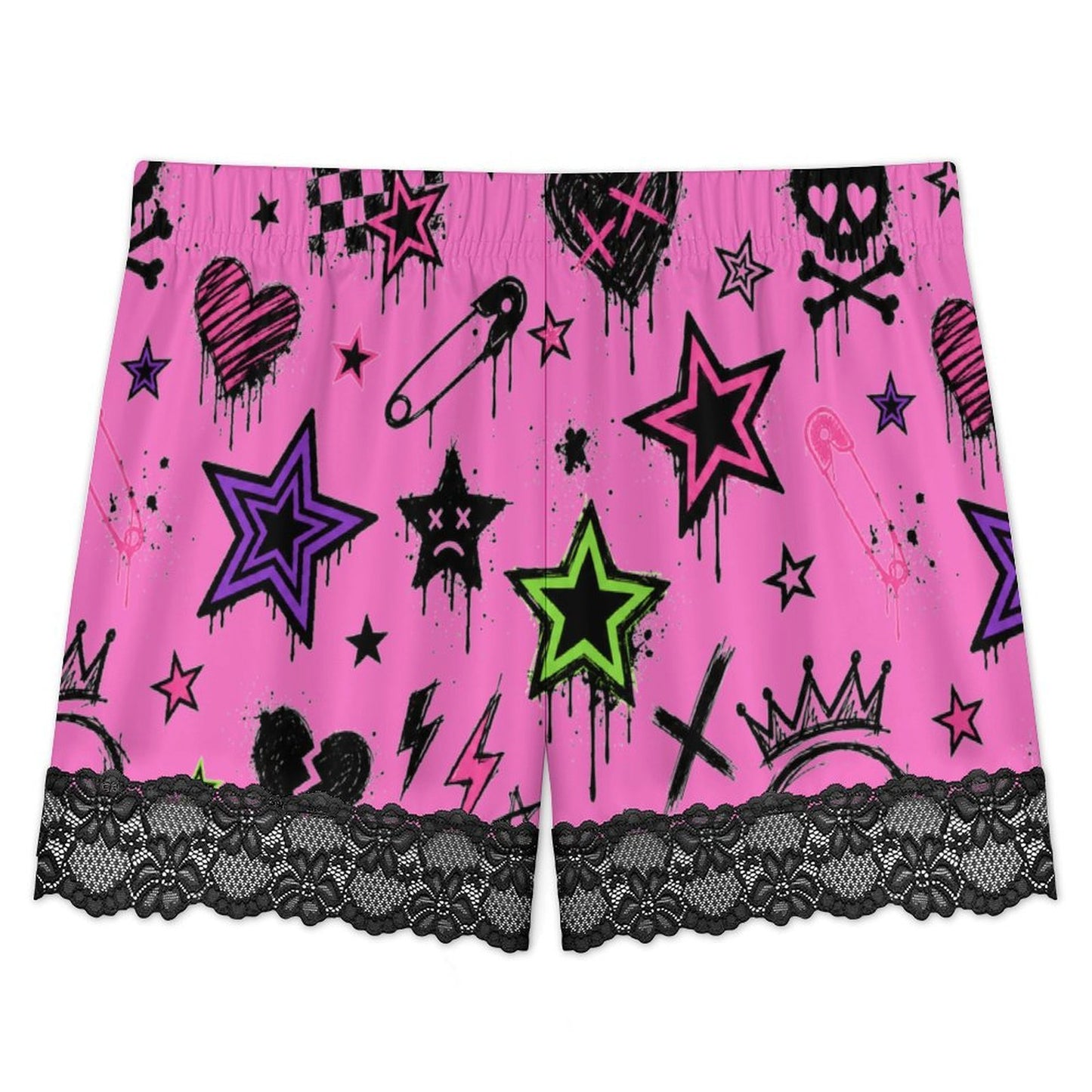 Scene Skull Heart Women's Lace Pajama Set (XS to 2XL)