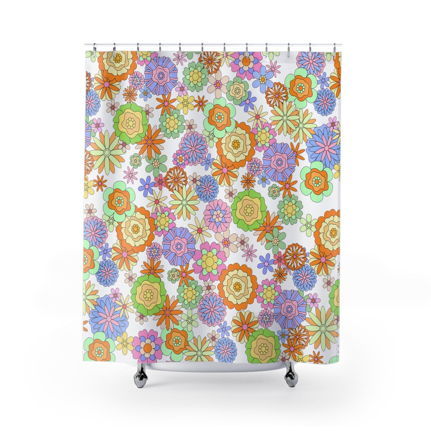 Retro Flower Child Shower Curtains