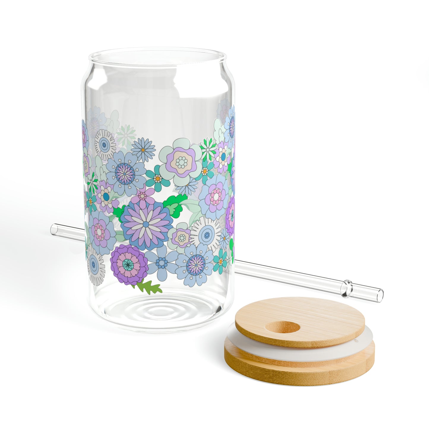 Retro Flower Child Sipper Glass