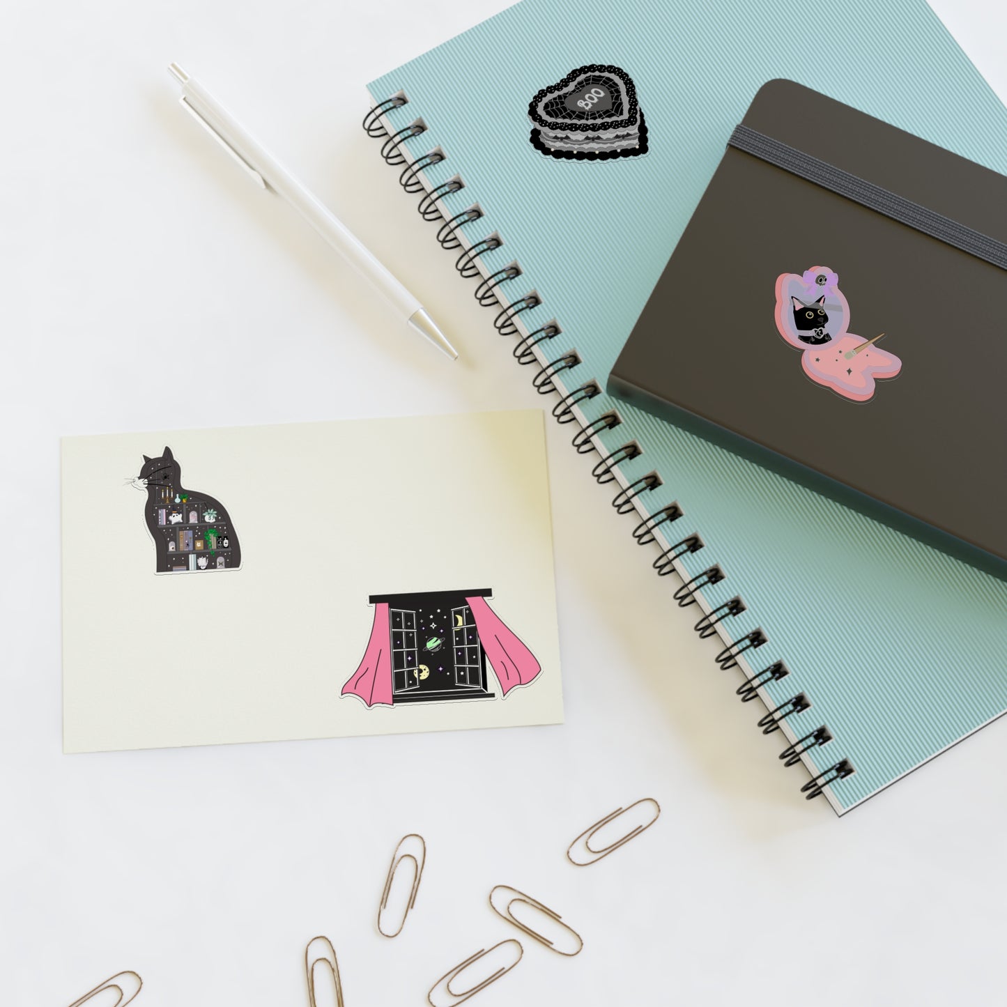 Kawaii Goth Kitty Sticker Sheets