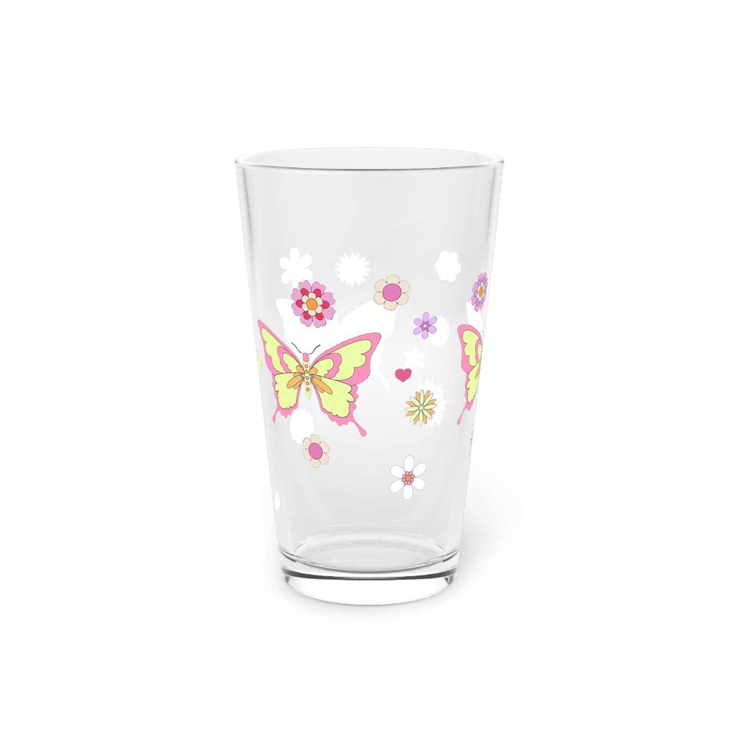 Retro Hippies Butterfly Pint Glass